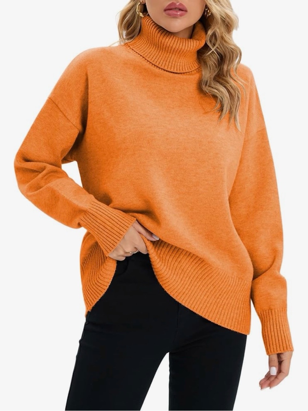 Oversized Orange Turtleneck Sweater Great Fall Sweater Medium NWT